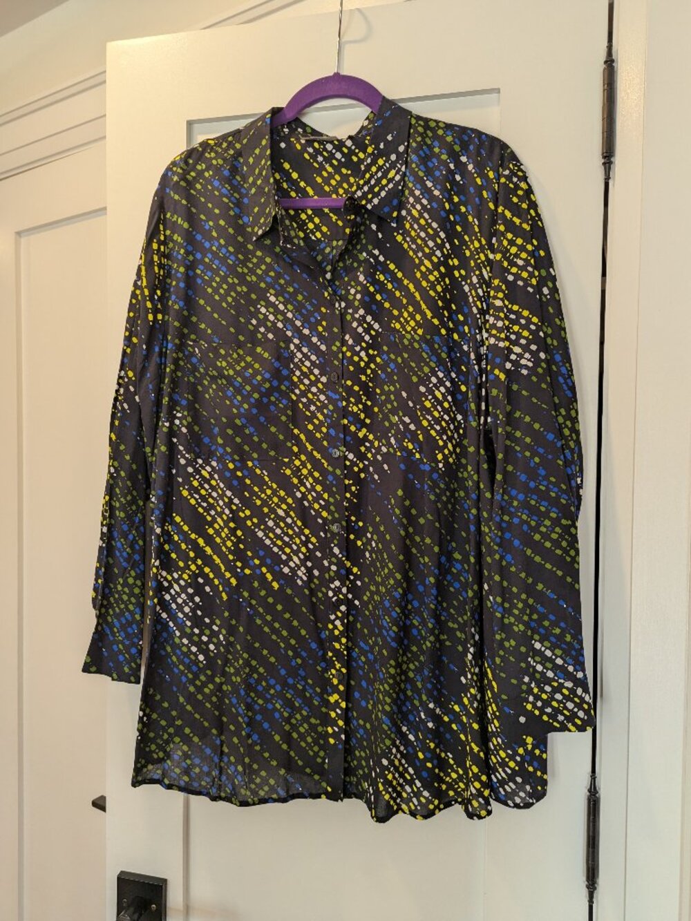 Samoon 2X Blouse Plus Size | Abstract Print | Fluid Minimalist Shirt